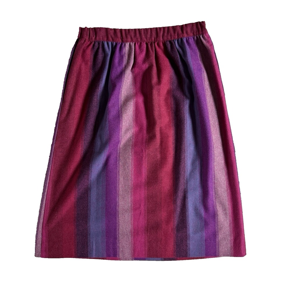 Vintage Striped Long A-Line Skirt Magenta M/L Folk Artisan Cottagecore Prairie - Picture 3 of 7
